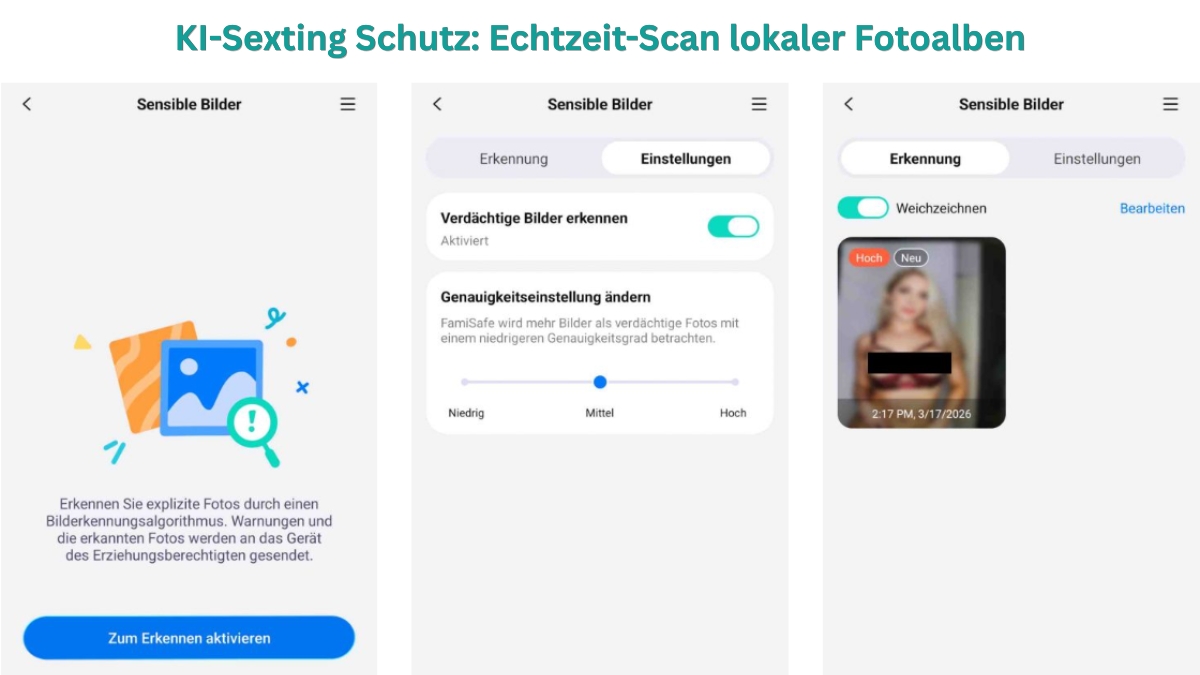 Kindersicherung App Test 2026 - FamiSafe KI Sexting