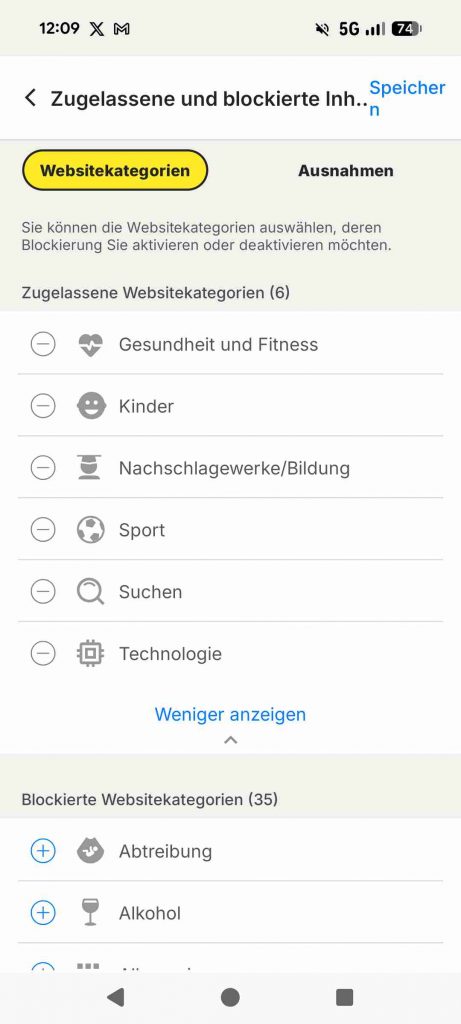 Norton Family Test 2026 - Webfilter Kategorien