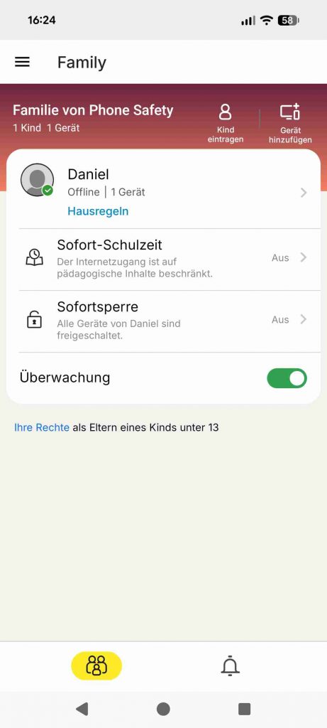 Norton Family Test 2026 - Zusatz Features Dashboard