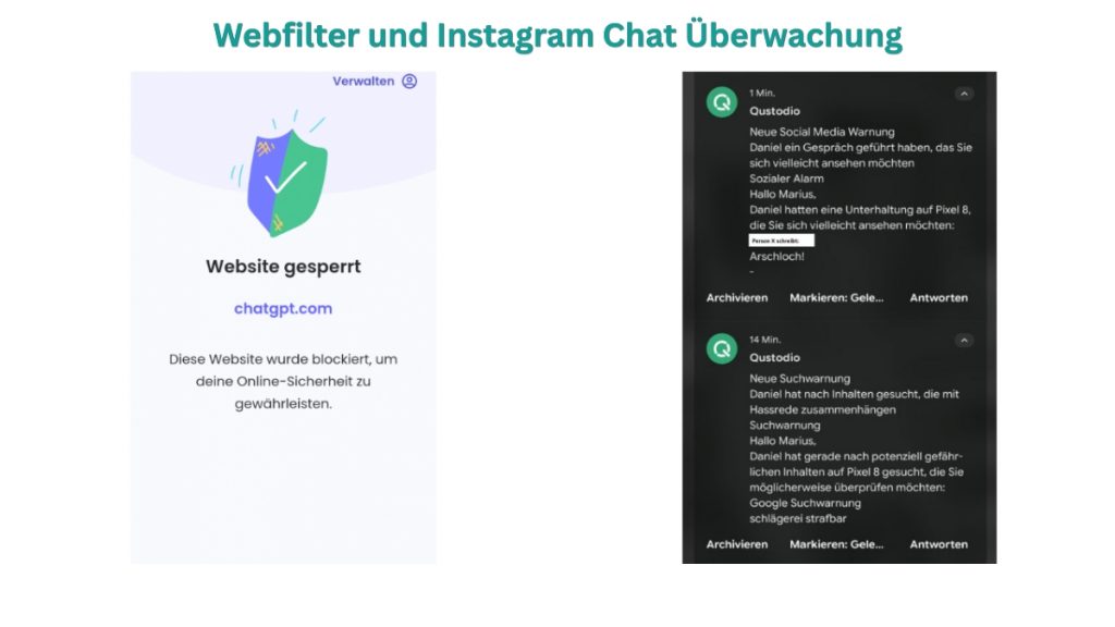 Qustodio Webfilter und Instagram Chat Überwachung