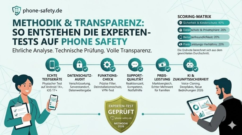 Unabhängige Smartphone Sicherheits-Tests - Phone Safety Testverfahren - Titelbild