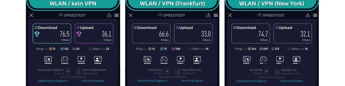 NordVPN App Test 2026 - WLAN Speed Geschwindigkeit Test
