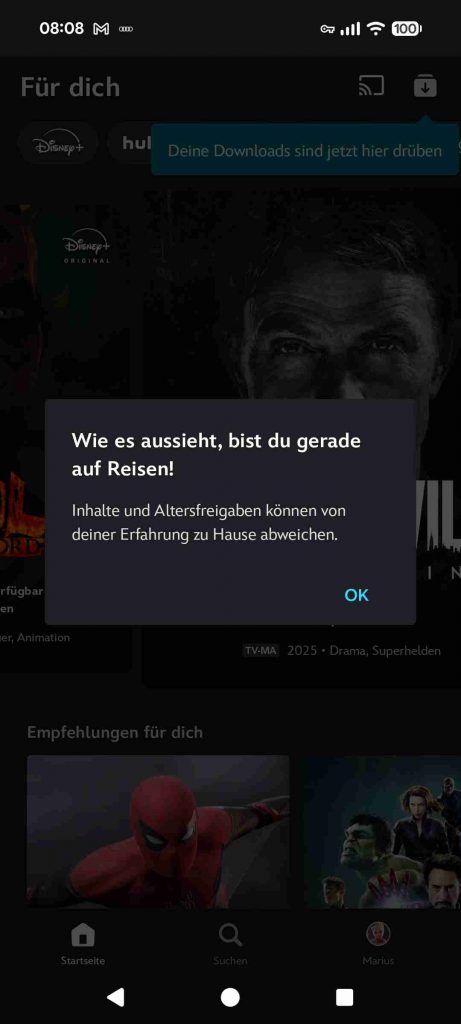 NordVPN Test Handy 2026 - Streaming Disney+