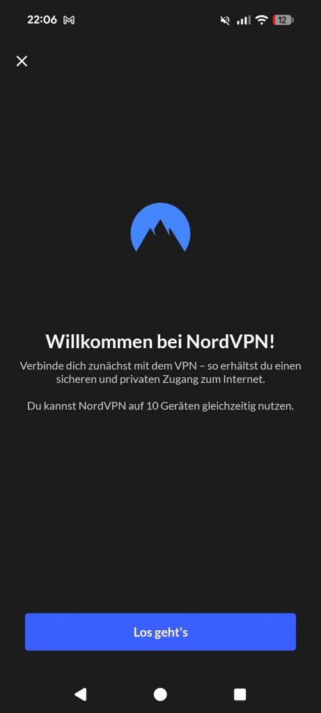 NordVPN Test Handy 2026 - Willkommen Einrichtung